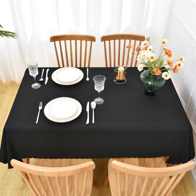 Forhomelife テーブルクロス ブラック 無地 シンプル テーブルカバー