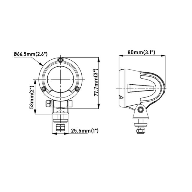 ミニサイズ LEDワークライト 丸形 バイク補助灯 10W 6000K