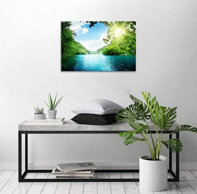 山 絵 太陽 アートパネル 壁掛け 風景画 森林 自然風景 ポスター
