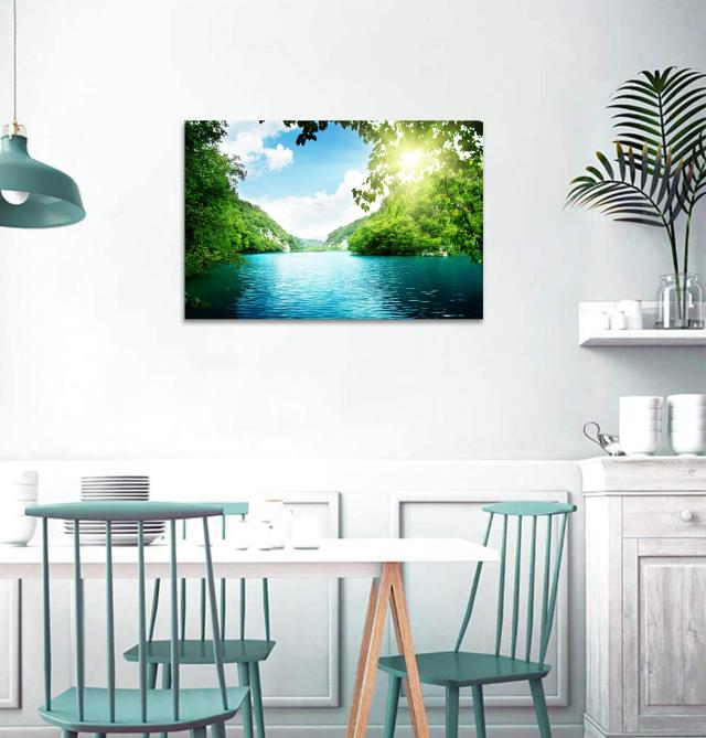 山 絵 太陽 アートパネル 壁掛け 風景画 森林 自然風景 ポスター