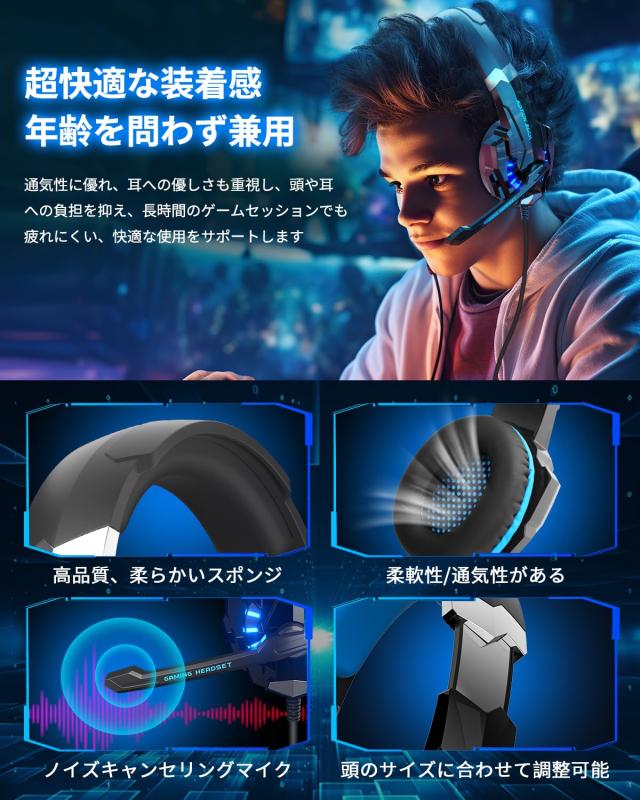 PHOINIKAS ゲーミングヘッドセット ps4ヘッドセット ps5ゲーミング