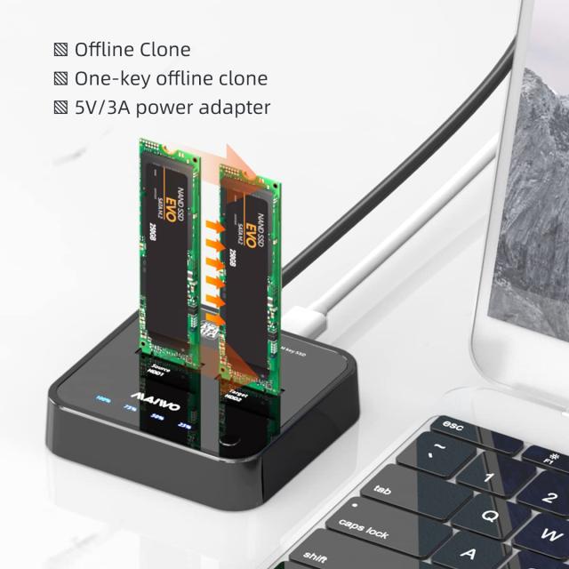 MAIWO K3016S 2ベイ m.2 SATA ドッキングステーション 工具不要 Type C - SATA SSD 外付けハードドライブエンクロージャ B + Mキー用 オ_2