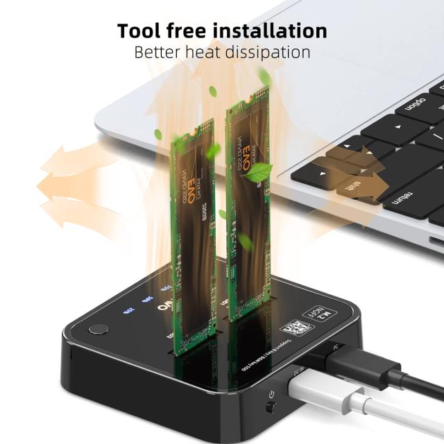 MAIWO K3016S 2ベイ m.2 SATA ドッキングステーション 工具不要 Type C - SATA SSD 外付けハードドライブエンクロージャ B + Mキー用 オ_5