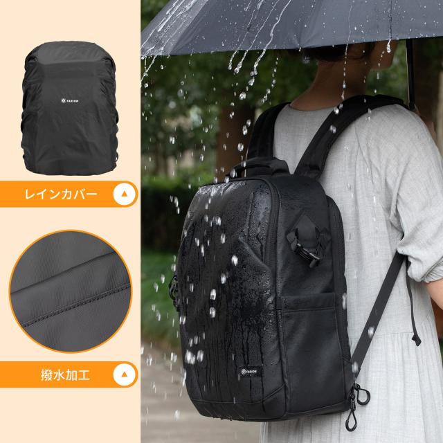 TARION カメラバッグ カメラバックパック カメラリュック 大容量 11.5L サイドアクセス 三脚収納 軽量 防水 一眼レフカメラバッグ DSLR