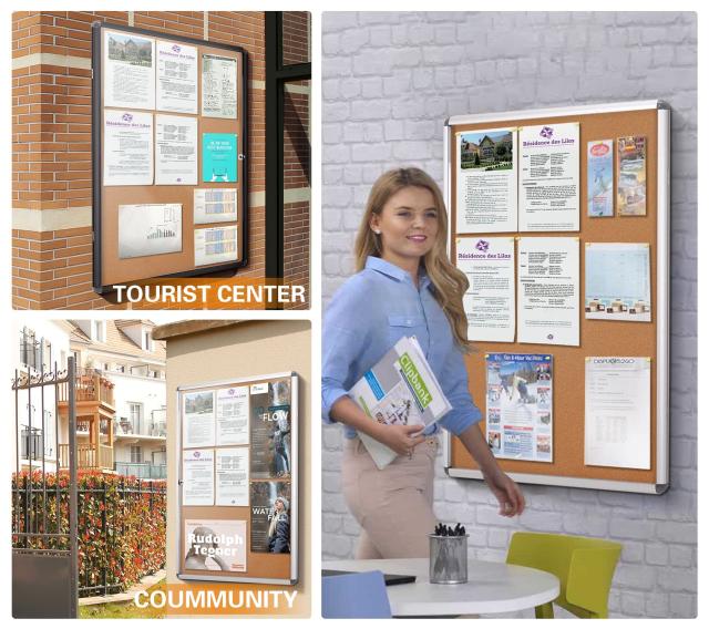 SWANSEA 屋外掲示板 扉式案内板連絡板 掲示板 屋外 簡易ロック 壁付け シルバーのアルミフレーム ゴルフコース カフェ用 カバー付 720MM×360MM Swansea 屋外掲示板 扉式案内板連絡板 掲示板 屋外 簡易ロック 壁付け