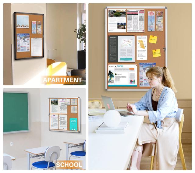 SWANSEA 屋外掲示板 扉式案内板連絡板 掲示板 屋外 簡易ロック 壁付け シルバーのアルミフレーム ゴルフコース カフェ用 カバー付 720MM×360MM Swansea 屋外掲示板 扉式案内板連絡板 掲示板 屋外 簡易ロック 壁付け