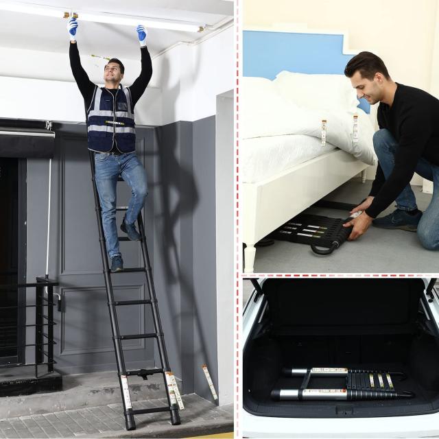 RIKADE 伸縮はしご 耐荷重150kg 高さ6.2m 軽量 持ち運びやすい