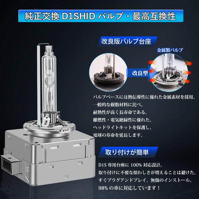 Briteye D1S HIDヘッドライト8000K 純正交換用 HIDバルブ 12V車用 HIDライト35W 車検対応 35W 12V【アップグレード版】の通販は