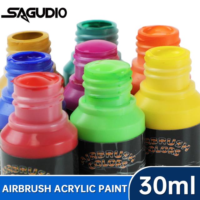 SAGUDIOエアブラシ アクリル絵の具セット 24 * 30ml (1oz) 基本色 