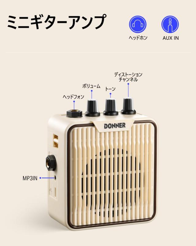 Donner ミニエレキギター 初心者セット 子供向け 30インチ STタイプ ミニアンプ付き 肌に優しいマット質感 軽量 専用ケースとチューナー_5