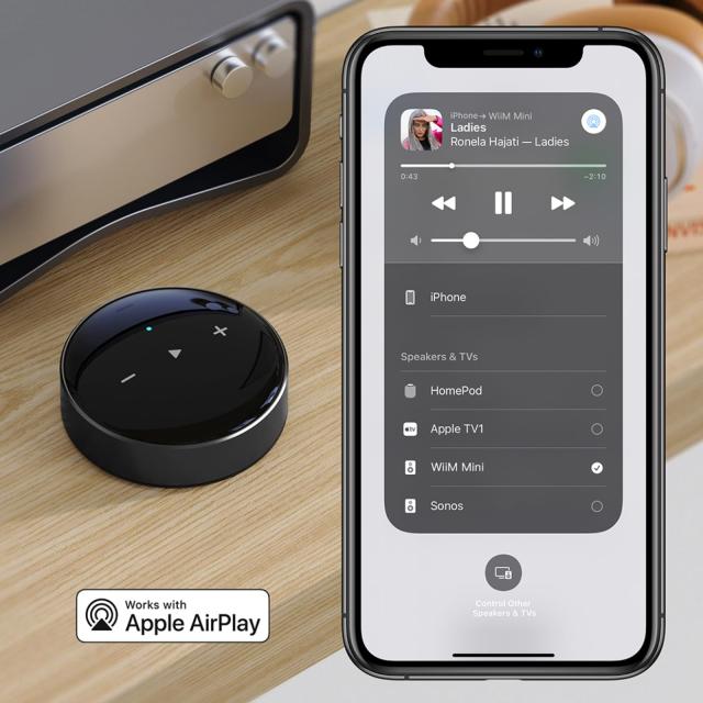 WiiM Mini AirPlay 2レシーバーアダプター、WiFiマルチルーム