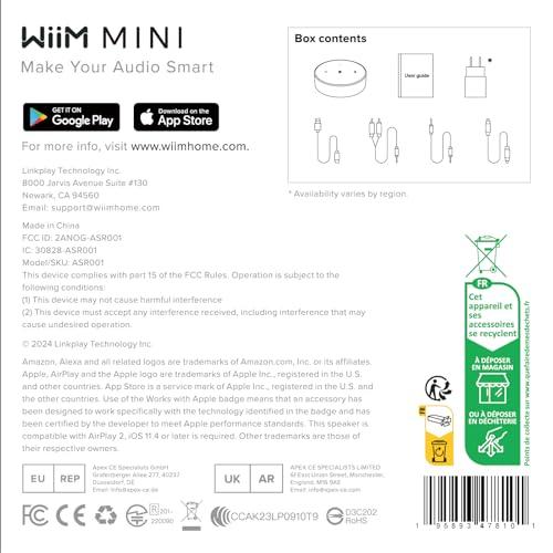 直輸入品】WiiM Mini AirPlay 2レシーバーアダプター、WiFi
