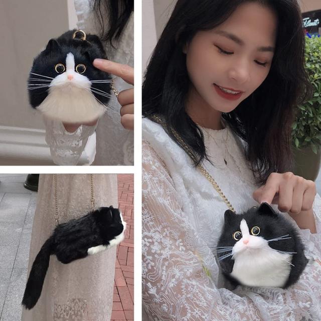 HUIJUFU] 猫型カバンポーチトートバッグ 猫好きプレゼント母の