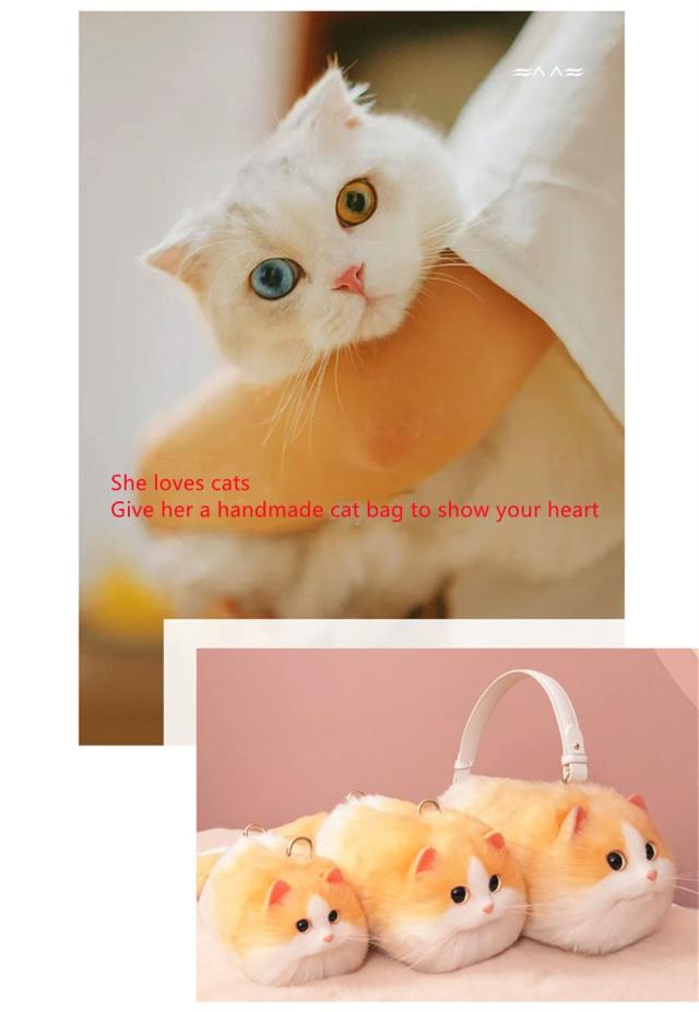 HUIJUFU] 猫型カバン ポーチトートバッグ 猫好きプレゼント母の