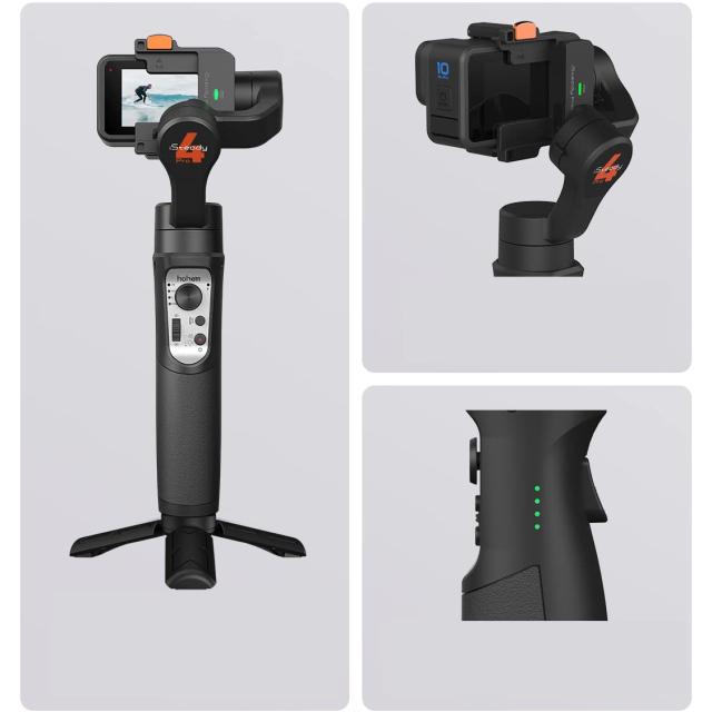 hohem Pro4 アクションカメラ用 ジンバル GoPro Hero 10/9/8/7/6/5 Osmo Action Insta360 oneRカメラ対応,3軸手持ちスタビライザー IPX4_5