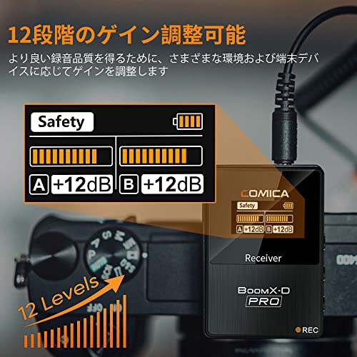 ワイヤレスマイクシステムCOMICA ピンマイクワイヤレスPRO【8Gオンボードレコーディング機能・100M伝送距離・ノイズキャンセリング】2.4G