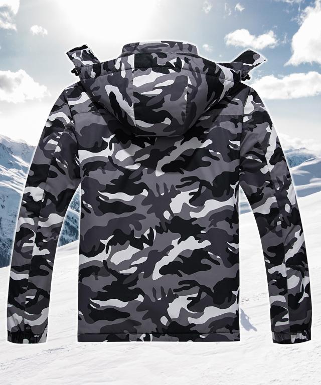 [TACVASEN] アノラック ウンテンジャケット バイク コート 釣り 保温ウエア 裏起毛 防寒 メンズ 登山服 フリース バイク用 フード付 黒迷_3