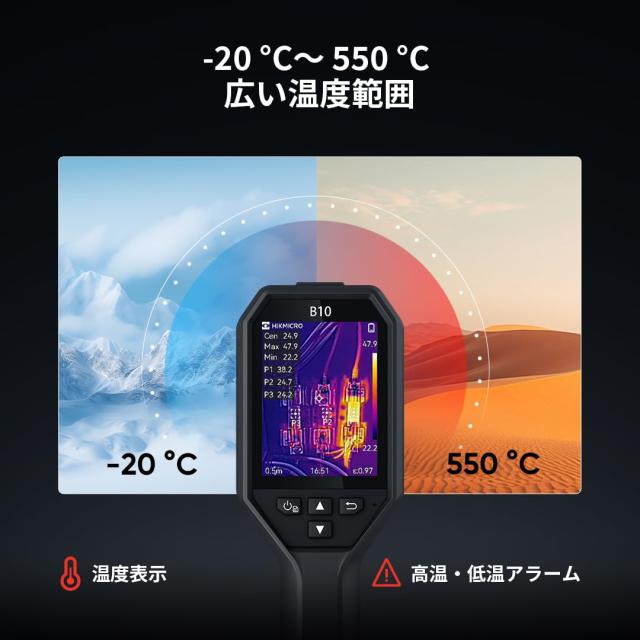 HIKMICRO B10 サーモグラフィー 256 x 192 IR解像度、2MP可視光カメラ