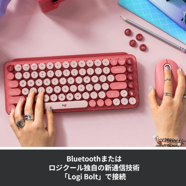 ロジクール POP KEYS K730RO メカニカル ワイヤレス キーボード ローズ
