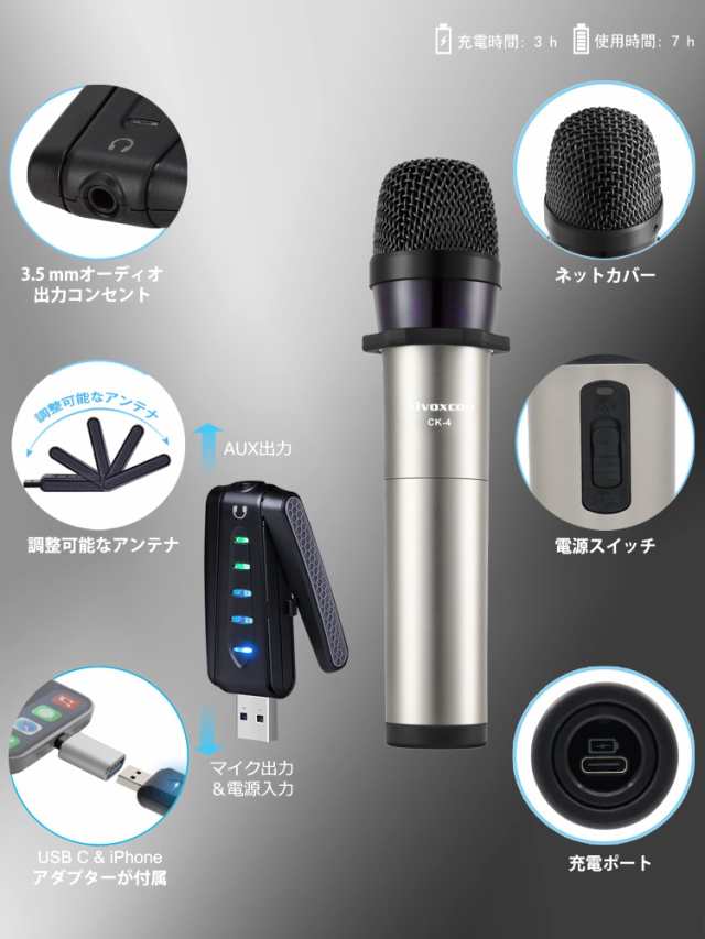 ワイヤレスマイクUSB ALVOXCON 無線ハンド型マイク UHF コンデンサーマイク コンパクト ハンドヘルドマイク ZOOM  パソコン/スピーカー/iPの通販はau PAY マーケット - ふうまりストア | au PAY マーケット－通販サイト