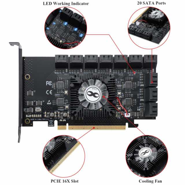 MZHOU PCIe SATA カード 20ポート SATA 16X 3.0 デバイス SATAケーブル&SATA電源ケーブル付き 6Gbps SATA 3.0 PCIe カード (5 * 1064+18の通販は MZHOU PCIe SATA カード 20ポート SATA 16X 3.0 デバイス SATAケーブル&SATA電源ケーブル付き 6Gbps SATA 3.0 PCIe カード (5 * 1064+18の通販は