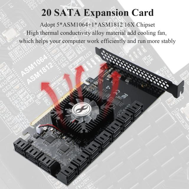MZHOU PCIe SATA カード 20ポート SATA 16X 3.0 デバイス SATAケーブル&SATA電源ケーブル付き 6Gbps SATA 3.0 PCIe カード (5 * 1064+18の通販は MZHOU PCIe SATA カード 20ポート SATA 16X 3.0 デバイス SATAケーブル&SATA電源ケーブル付き 6Gbps SATA 3.0 PCIe カード (5 * 1064+18の通販は