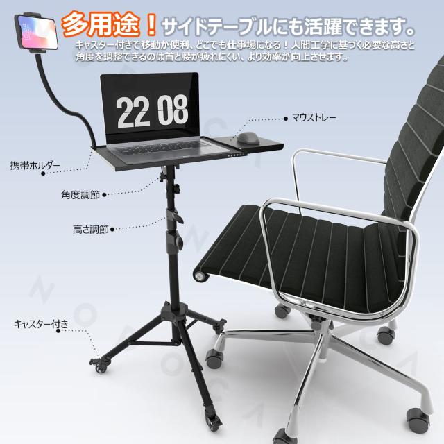 NODOCA プロジェクター台 三脚式 プロジェクター スタンド キャスター付 折り畳み棚板収納便利 能90°角度調整 75cm〜170cm 3段階 高さ調