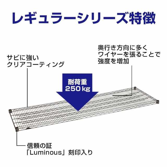 ドウシシャ ルミナスレギュラー スチールラックパーツ スチール棚板 幅182.5×奥行61cm SHL1860SL スリーブ4個付き 耐荷重250kg 頑丈 業