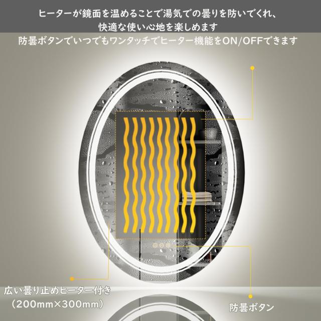 Wisfor LED 洗面台 鏡 飾りつけ 鏡鑑 ともし火付き添い人 曇り止め 洗面所 かざり付ける鏡 風呂場 無座標軸調光 3色かい繕う 暖色 白いこと 飾りつけ 防曇 雨合羽 思い起こす役立つこと