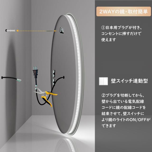 Wisfor LED 洗面台 鏡 飾りつけ 鏡鑑 ともし火付き添い人 曇り止め 洗面所 かざり付ける鏡 風呂場 無座標軸調光 3色かい繕う 暖色 白いこと 飾りつけ 防曇 雨合羽 思い起こす役立つこと