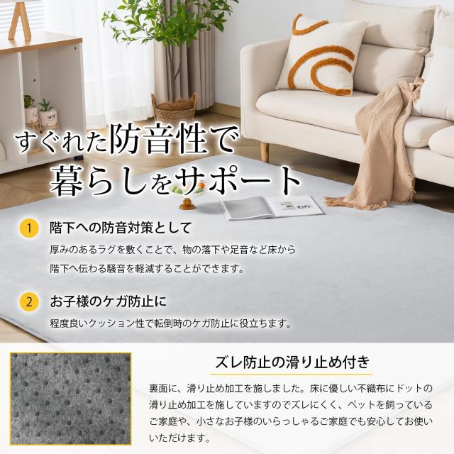 Keusnix カーペット ラグ 低反発 極厚25mm 滑り止め付 厚手 ラグマット 防音 じゅうたん フランネル 抗菌・防ダニ加工 オールシーズン 絨_3