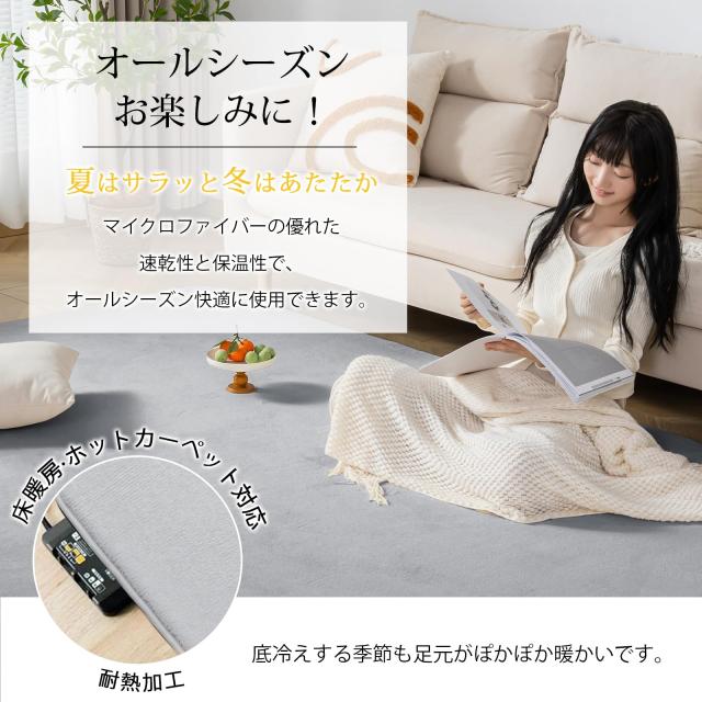 Keusnix カーペット ラグ 低反発 極厚25mm 滑り止め付 厚手 ラグマット 防音 じゅうたん フランネル 抗菌・防ダニ加工 オールシーズン 絨_5