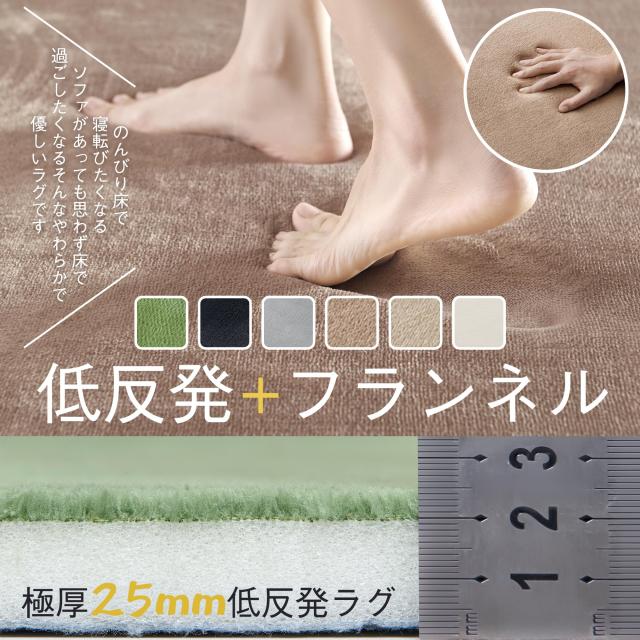 Keusnix カーペット ラグ 低反発 極厚25mm 滑り止め付 厚手 ラグマット 防音 じゅうたん フランネル 抗菌・防ダニ加工 オールシーズン 絨_1