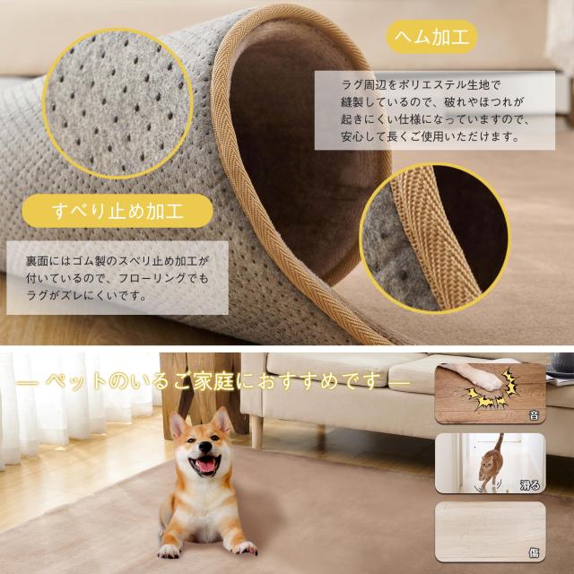 Keusnix カーペット ラグ 低反発 極厚25mm 滑り止め付 厚手 ラグマット 防音 じゅうたん フランネル 抗菌・防ダニ加工 オールシーズン 絨_5