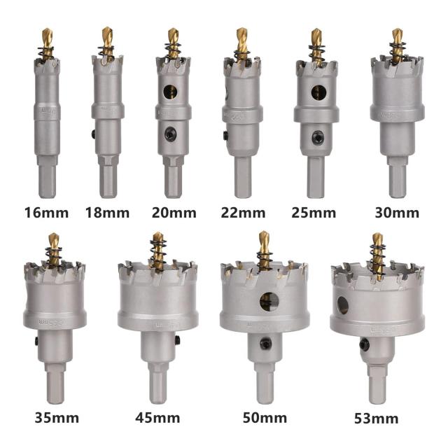 Vearter 10本組 16-53mm ホールソーキット 超硬ホールソーセット TCT ビット 穴開けドリル パイロットドリル付き ステンレス鋼 硬質金属_4