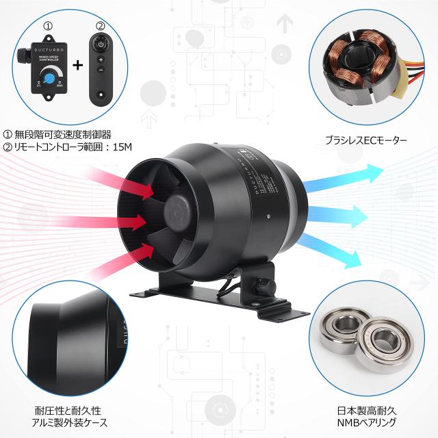 DUCTURBO 中間取付形ダクトファン 100mm リモコン付き （セット） 楽天市場】【送料無料】DUCTURBO 中間取付形ダクトファン 100mm