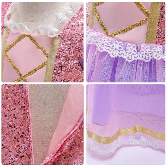 Agture] ラプンツェル風 ドレス コスプレ 子供 ディズニー塔の上の