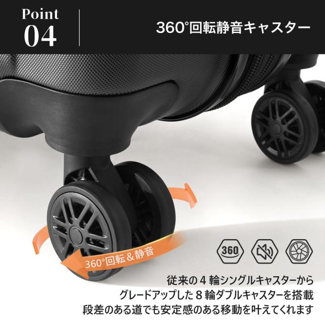 [Bargiotti] ABSスーツケース キャリーバッグ キャリーケース 大容量 超軽量 TSAロック ダブルキャスター 静音 旅行 ビジネス… (ホワイ_4