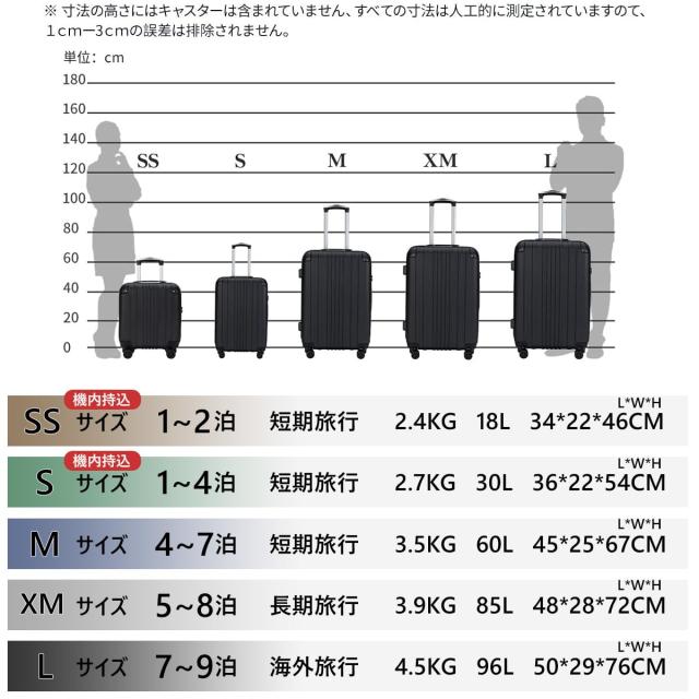 [Bargiotti] ABSスーツケース キャリーバッグ キャリーケース 大容量 超軽量 TSAロック ダブルキャスター 静音 旅行 ビジネス… (ホワイ_6