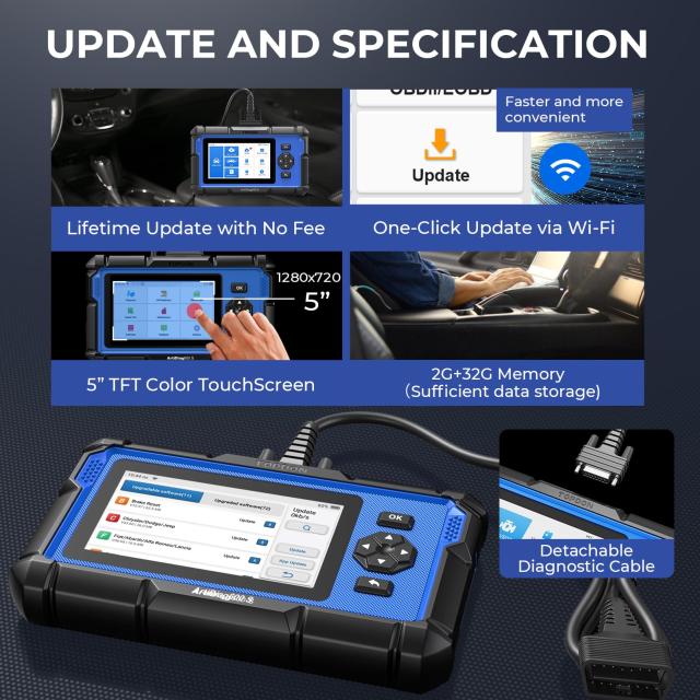 TOPDON AD600S OBD2 診断機、ABS/SRS/AT/エンジン用故障診断機、9つの