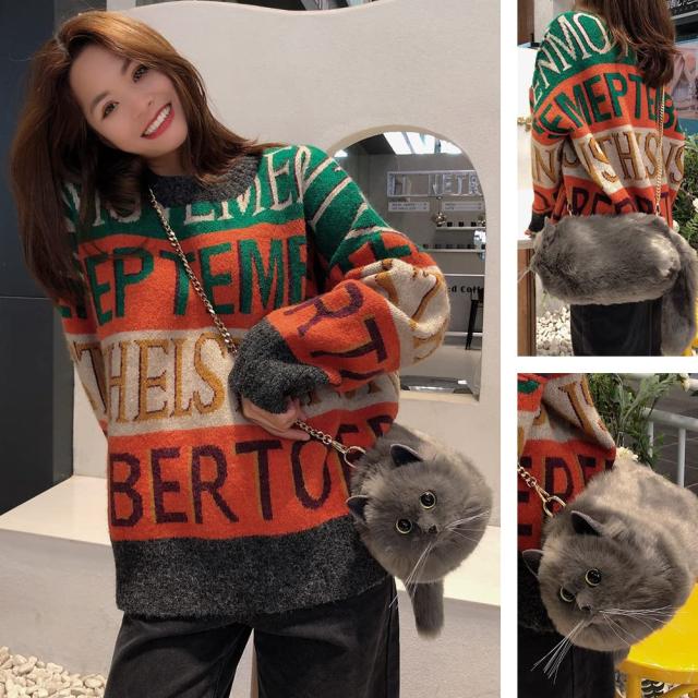 HUIJUFU] 猫型カバンポーチトートバッグ 猫好きプレゼント母の