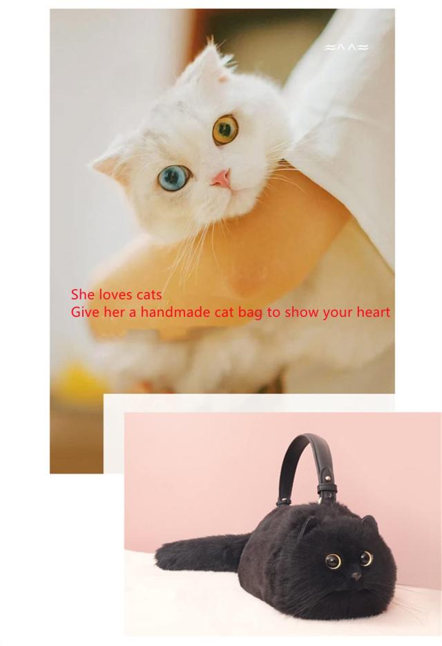 HUIJUFU] 猫型カバンポーチトートバッグ 猫好きプレゼント母の
