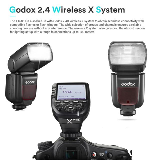 GODOX TT685II-S TT685II S カメラフラッシュ ストロボ TTL HSS 1/8000s 2.4G 無線伝送 スピードライトフラッシュソニー Sony カメラに対