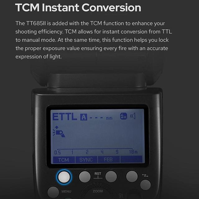 【日本語説明書】Godox TT685II-C カメラフラッシュスピードライトCanonカメラに対応, E-TTL 2.4G GN60 HSS 1 / 8000S、0.1-2.6sリサイク