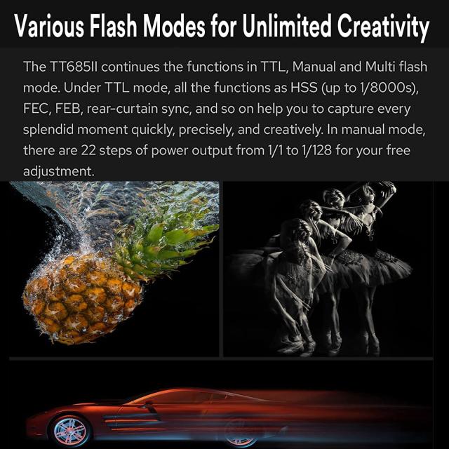 【日本語説明書】Godox TT685II-C カメラフラッシュスピードライトCanonカメラに対応, E-TTL 2.4G GN60 HSS 1 / 8000S、0.1-2.6sリサイク