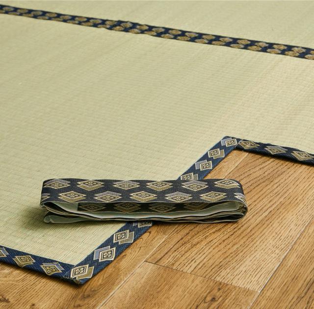 萩原 フリーカット上敷き い草カーペット 撥水 裏貼あり 縁補修テープ付き 本間8畳 ナチュラル_8