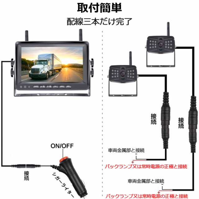 MJXD ワイヤレスバックカメラ ワイヤレスバックモニター バックカメラ