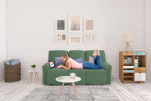 TIANSHU リクライニングチェアカバー,3人掛け, 無地 縦横弾力