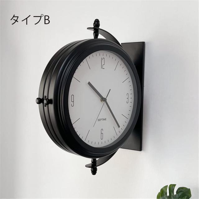 両面時計 ARTS AND CRAFTS EMPORIUM ブラック　　カフェ風 両面時計 壁掛け 時計 オシャレ 壁 屋外 時計 アンティーク 両面 時計