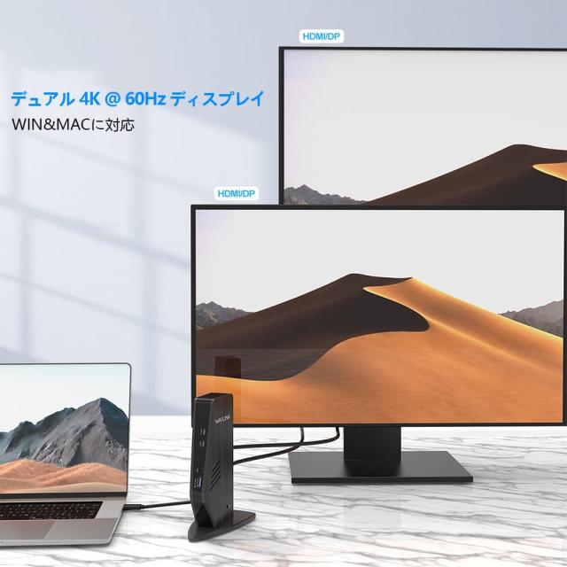 WAVLINK USB-C ドッキングステーション/ユニバーサル デュアル4K シングル5K PD60Ｗ 13-in-1 最大5K（5120x2880 @ 60Hz）ディスプレイ出_3